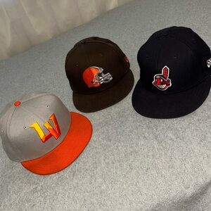 New Era Baseball Cap Hat Bundle Lot Mens Size 7 Aviators Browns